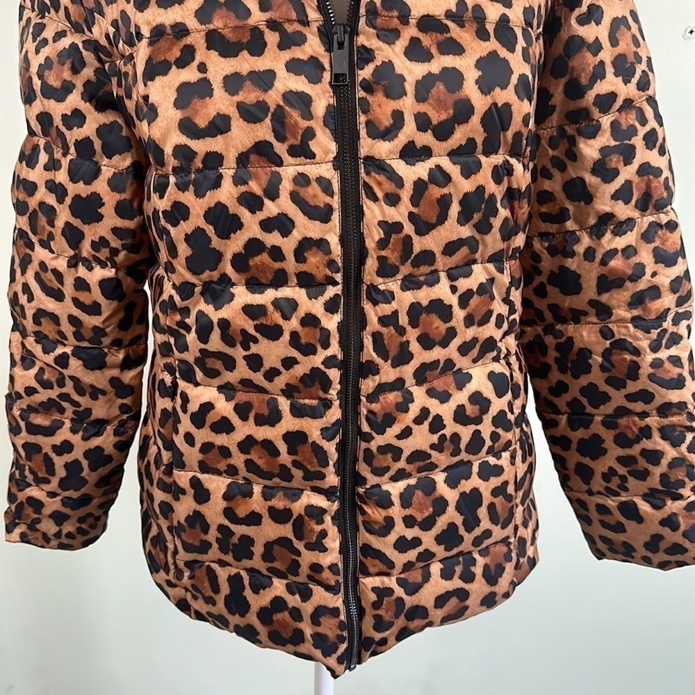 G.I.L.I. Zip Front Fleece Lined Printed Puffer Jacket in Leopard Size XS NWOT - Picture 6 of 14